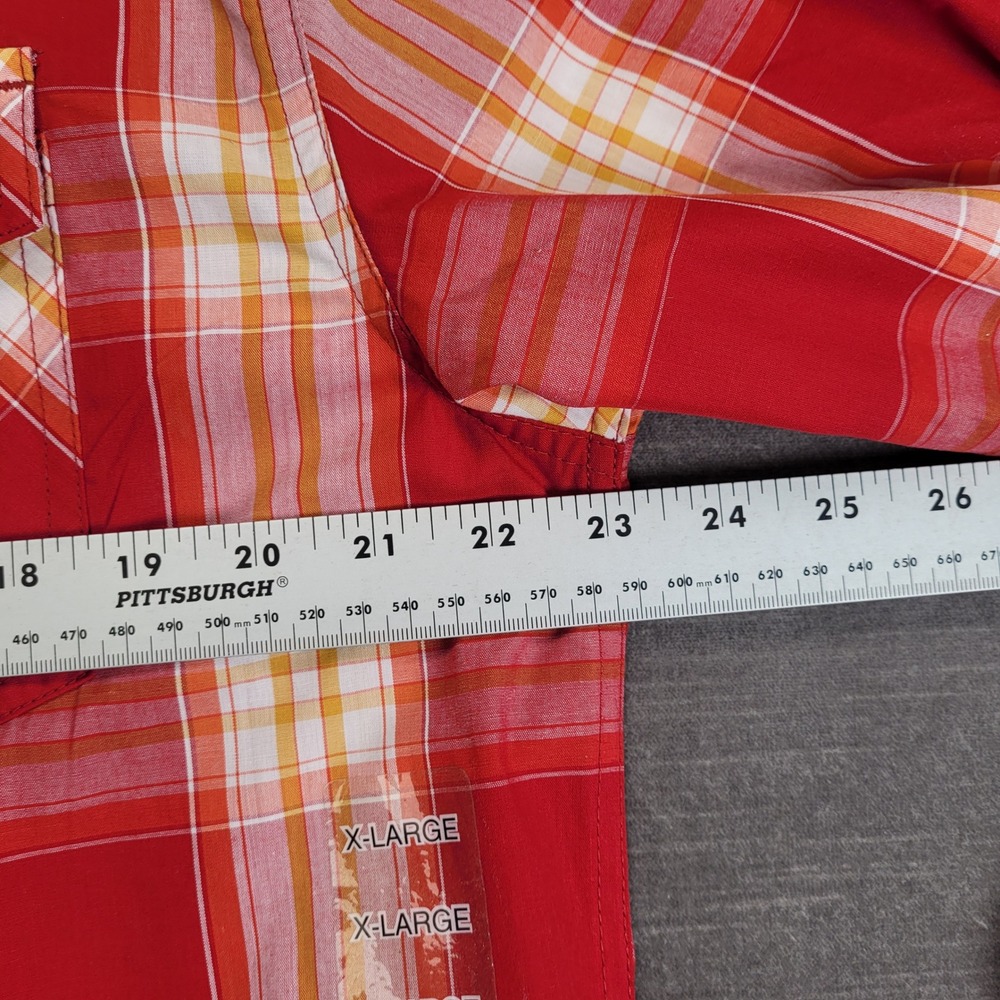 Southpole Mens XL Plaid Button Up Shirt Short Sleeve Top Red New - Picture 10 of 11